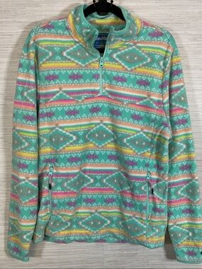Men’s Chubbies The Flame Commander Fair Isle Aztec Print Quarter Zip Pullover Md